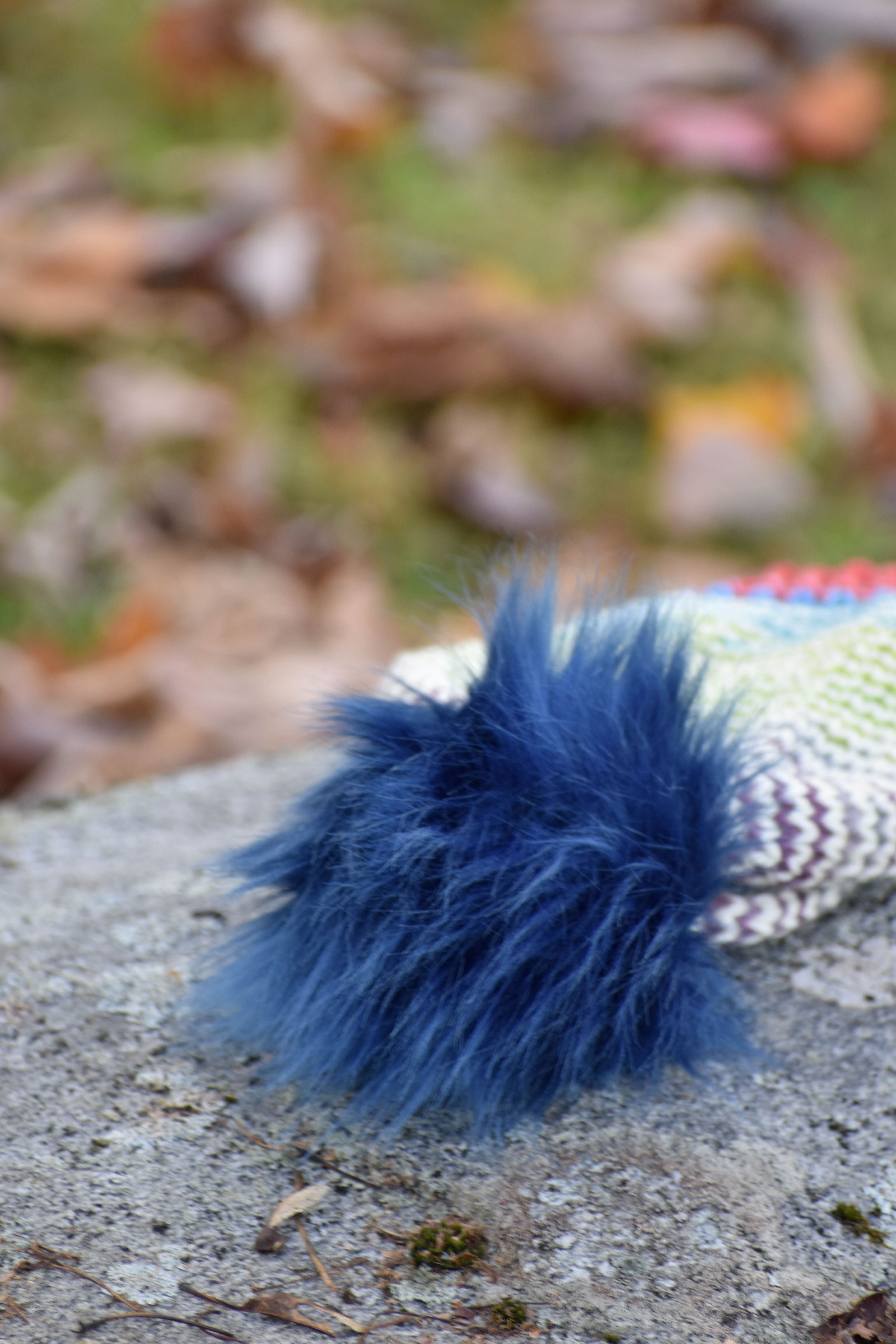 Ready to Ship: The Hector Beanie/ Knit Beanie/ Striped beanie/ BLUE POM POM