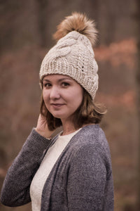 The Mary Hat Knit Pattern in Super Bulky yarn.